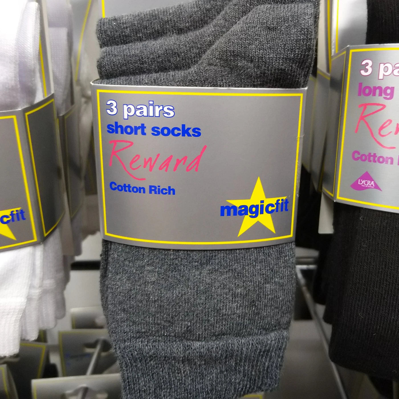 Short Grey School Socks, pack of three pairs