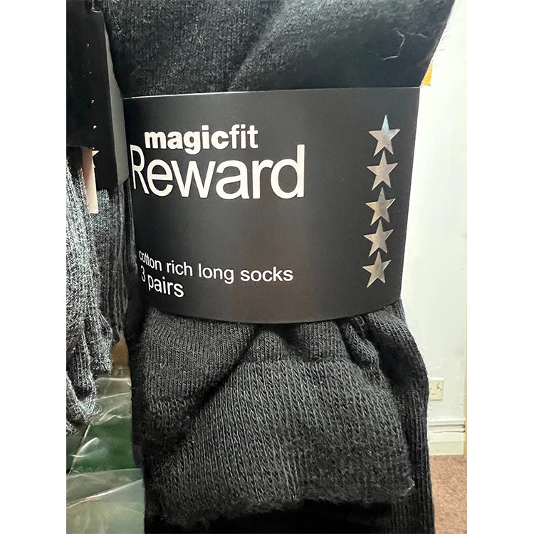 Long Black School Socks, pack of three pairs