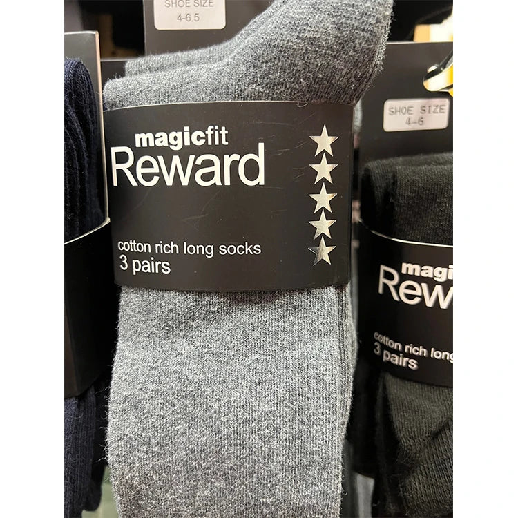 Long Grey School Socks, pack of three pairs