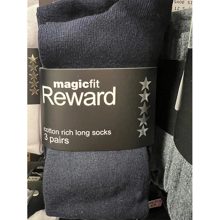 Long Navy School Socks, pack of three pairs