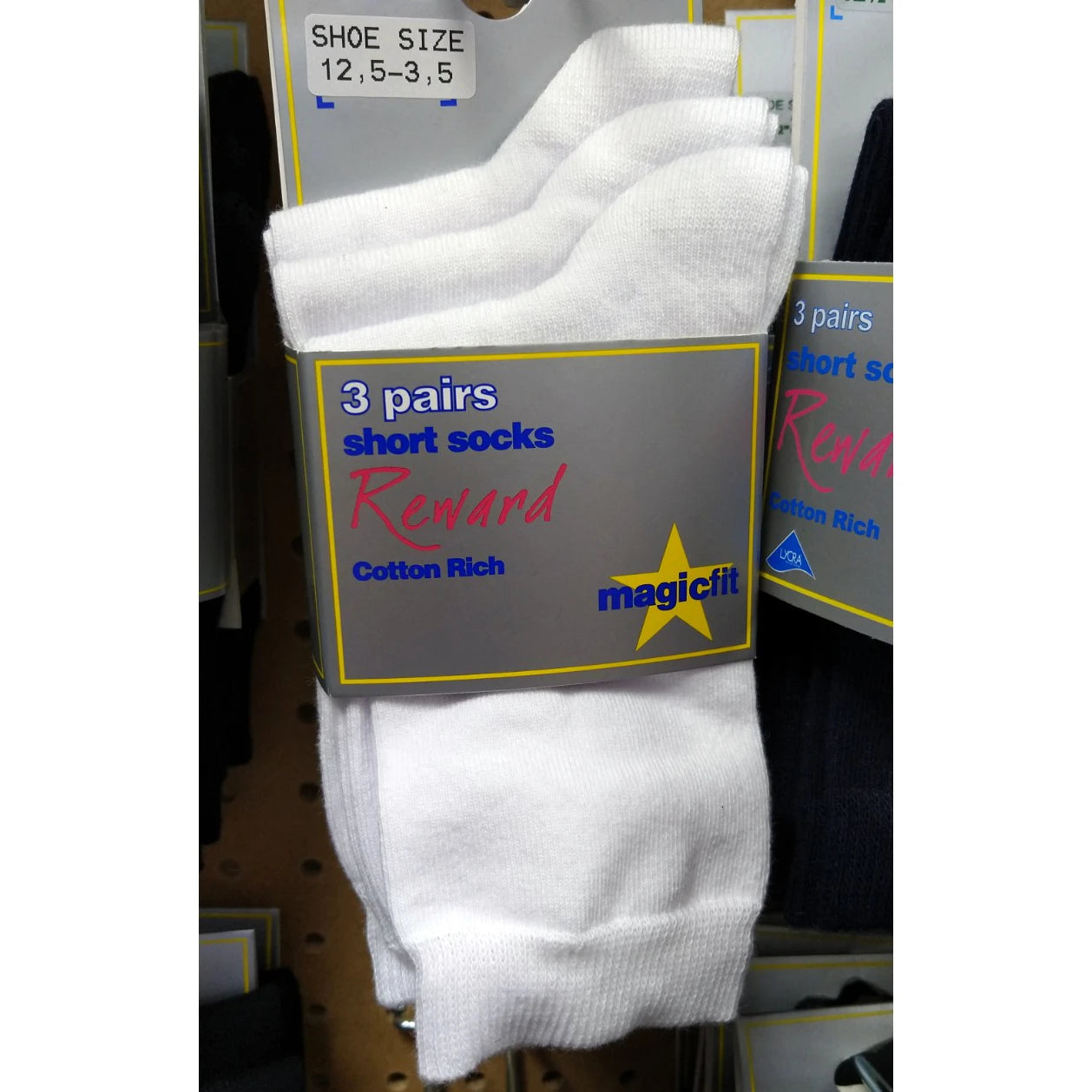 Short White School Socks, pack of three pairs